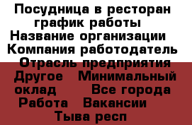 Посудница в ресторан-график работы › Название организации ­ Компания-работодатель › Отрасль предприятия ­ Другое › Минимальный оклад ­ 1 - Все города Работа » Вакансии   . Тыва респ.